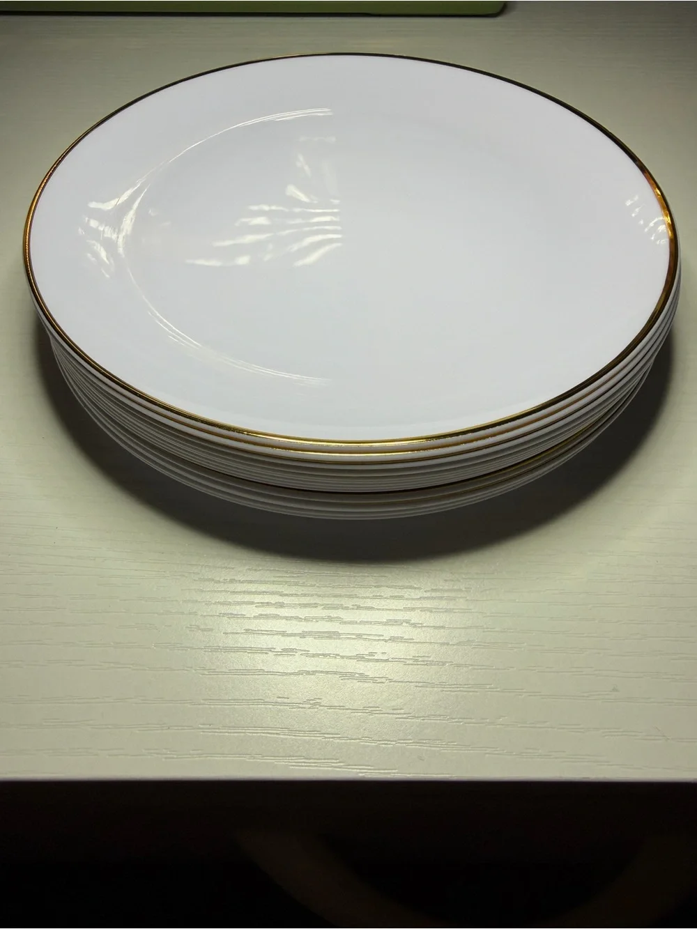 Elegant White Appetizer/Dessert Plates with Gold Rim - Home Dining
